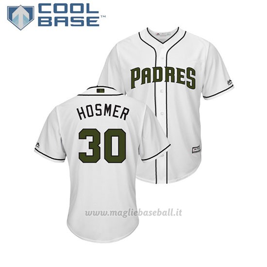 Maglia Baseball Uomo San Diego Padres Eric Hosmer 2018 Dia de los Caidos Cool Base Bianco